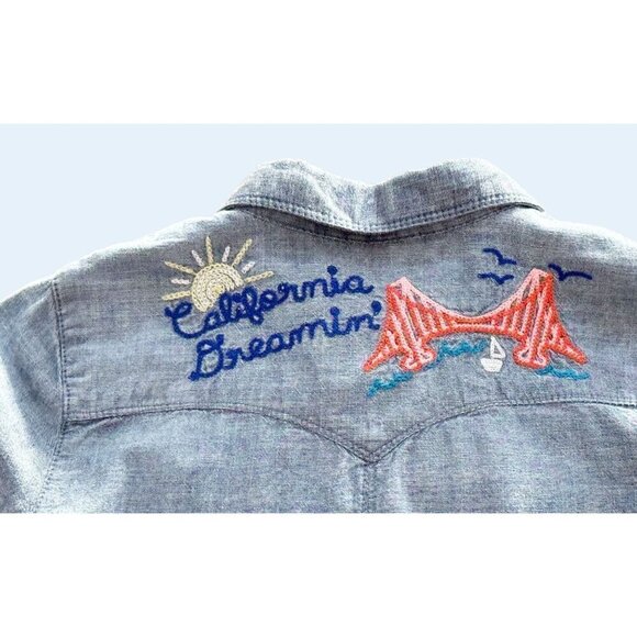 LEVI'S Kids Youth Denim Snap Button Embroidered Shirt Top Size M 10 -12 - Picture 5 of 6